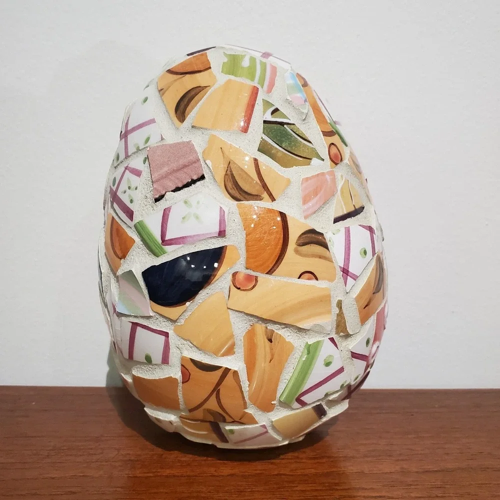 Mosaic tile egg shaped holiday home decor, spring, easter, 7